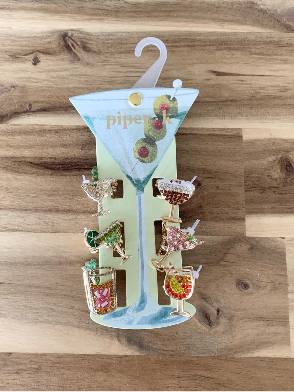 Piper K Martini Cosmo Margarita Cocktail Drinks Espresso Mini Hair Clips NWT